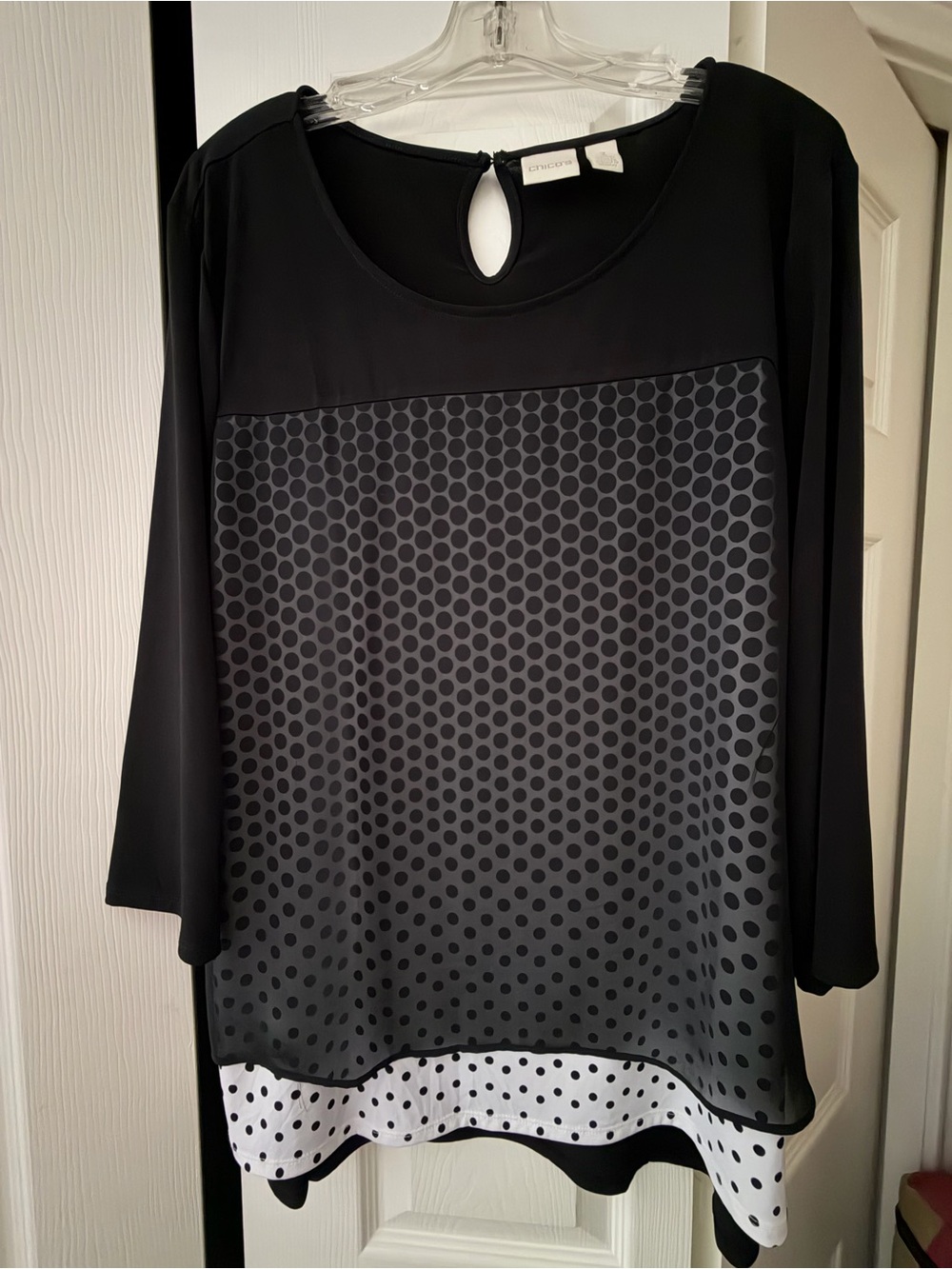 Chico's Black and White Layered Polka Dot Tunic